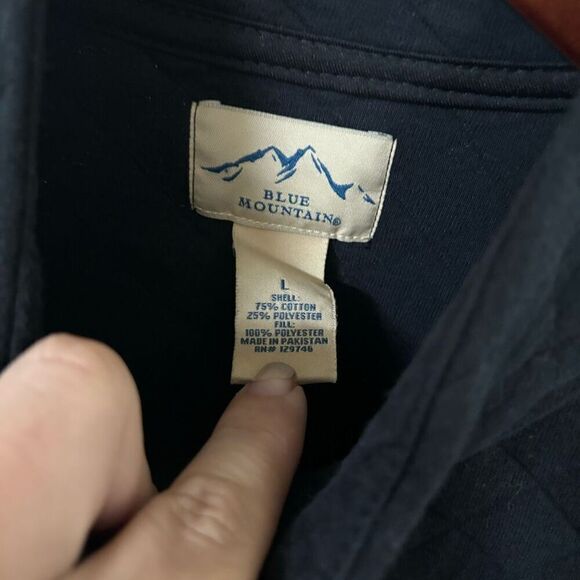 Blue Mountain Quilted Mock Neck Pullover Half Zip Sweatshirt Jacket Size Large - Picture 2 of 3